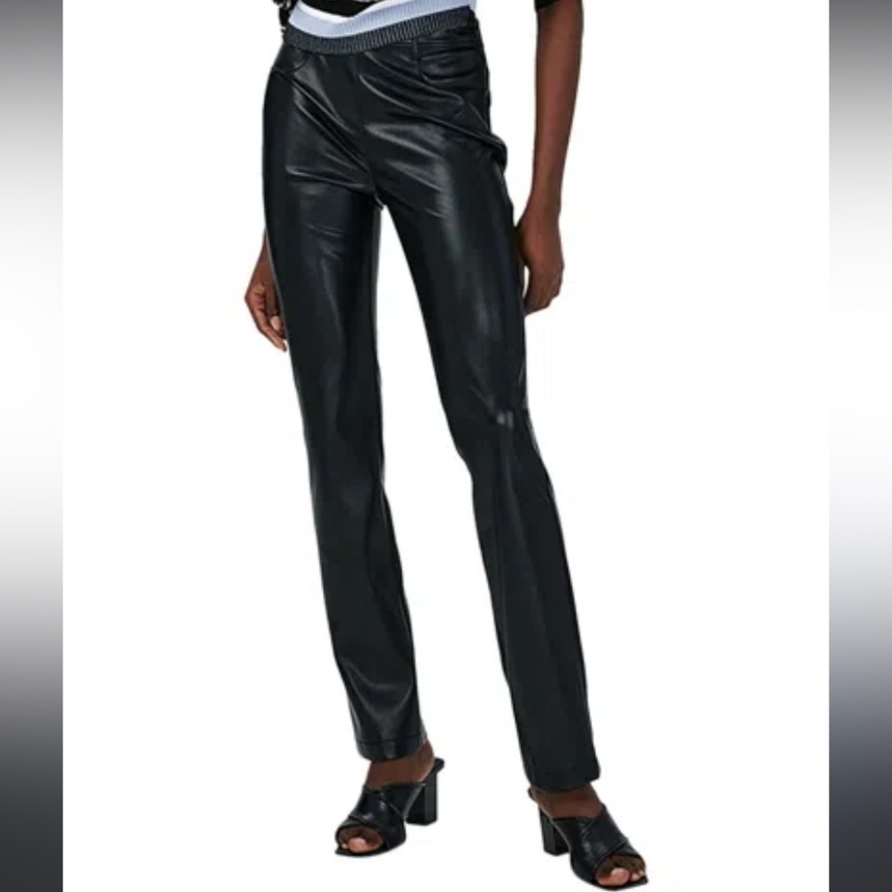 Dvf faux leather moto dress black pants 4 classic designer boho fall casual